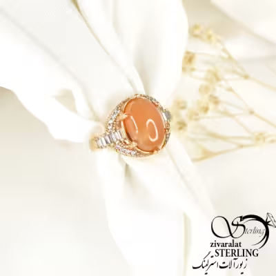 انگشتر فری سایز طلاروس نگین طرح عقیق