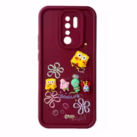 قاب Solid عروسکی طرح خانواده باب اسفنجی مناسب برای Xiaomi Redmi 9-زرشکی