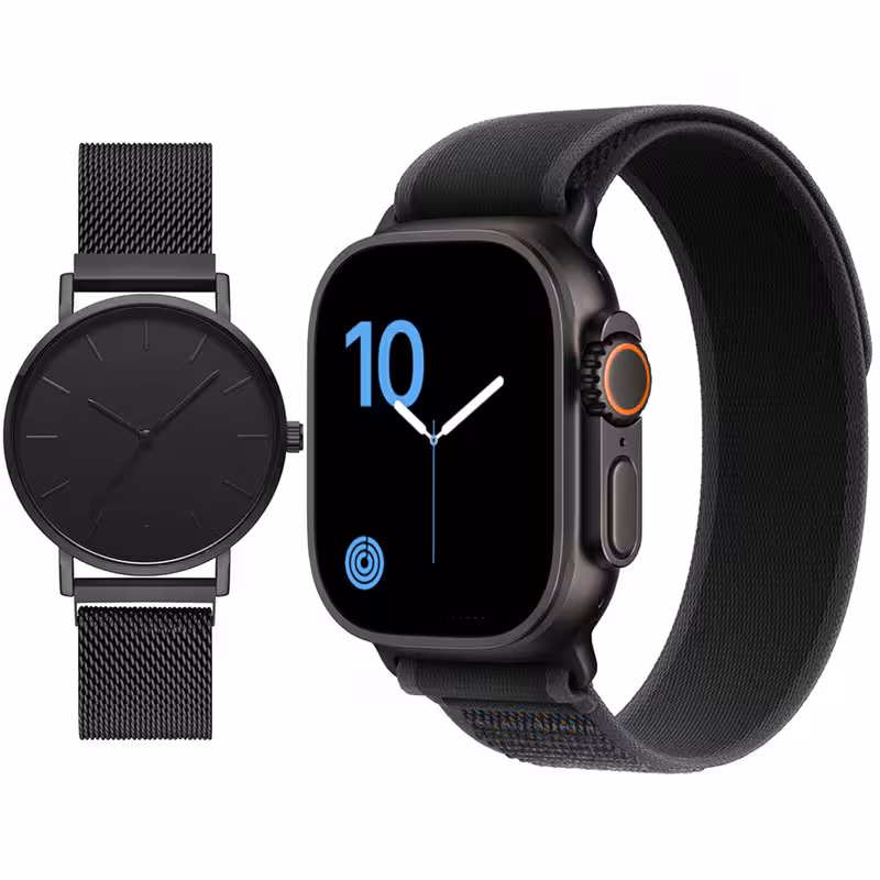 ساعت هوشمند 2.02 اینچی ویکتوری مدل HX9 ULTRA MAX با بند پارچه ای به همراه ساعت مچی | کالا مکس