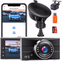 دوربین ثبت وقایع وای فای 2.5K جلو و عقب POYBPCY، دوربین 1440P Quad HD 1080P FHD Dual Dash برای خودروهایی با دید در شب فوق العاده، حالت پارک، کارت SD 32G، صفحه نمایش 3 اینچی IPS، زاویه باز 170 درجه، سنسور G، پشتیبانی از حداکثر 128 گیگابایت- تهران فوری