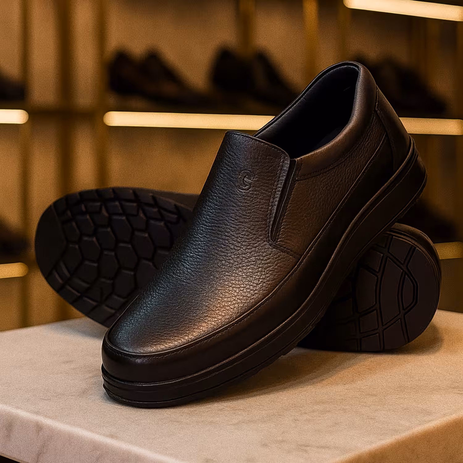 کفش چرم مردانه اسپرت کد SP040BK رنگی مشکی