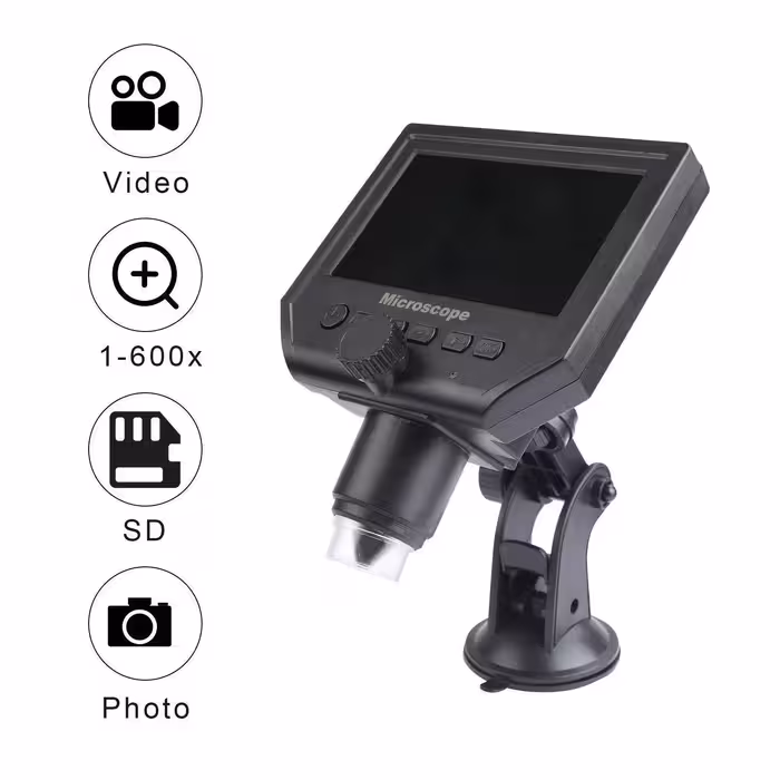 میکروسکوپ دیجیتال 600X با نمایشگر – پایه نصبی