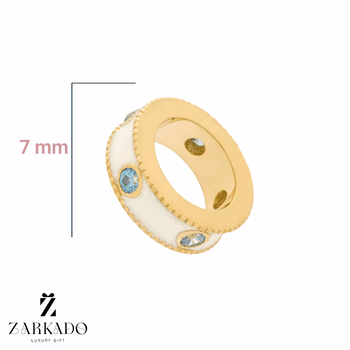 پلاک طلا حلقه مینادار با نگین های آبی کد P11409