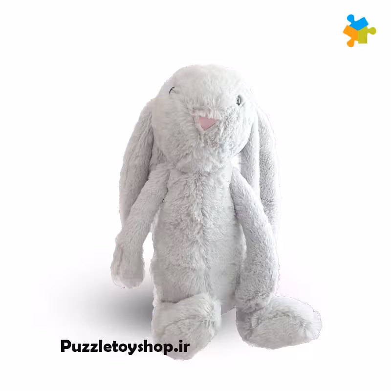 عروسک پولیشی خرگوش جلی کت طوسی 45 سانتی