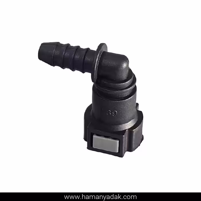 سوکت صافی بنزین سمند EF7 طوسی 90 درجه برند  BBZ (کد 121)