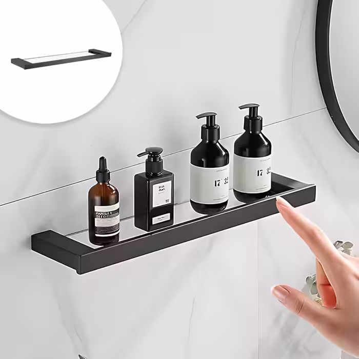 شلف حمام یک طبقه ترکیبی پیچی رنگ مشکی مات سری G فانتونی S065