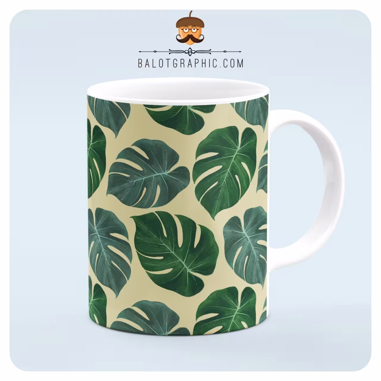 ماگ سرامیکی طرح برگ کد BM123 بلوط گرافیک