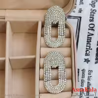 گوشواره جواهری مدل آویز نگیندار رنگ نقره ای کد GSH152107W