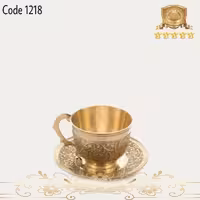 فنجان نعلبکی برنجی قلم کاری 1218