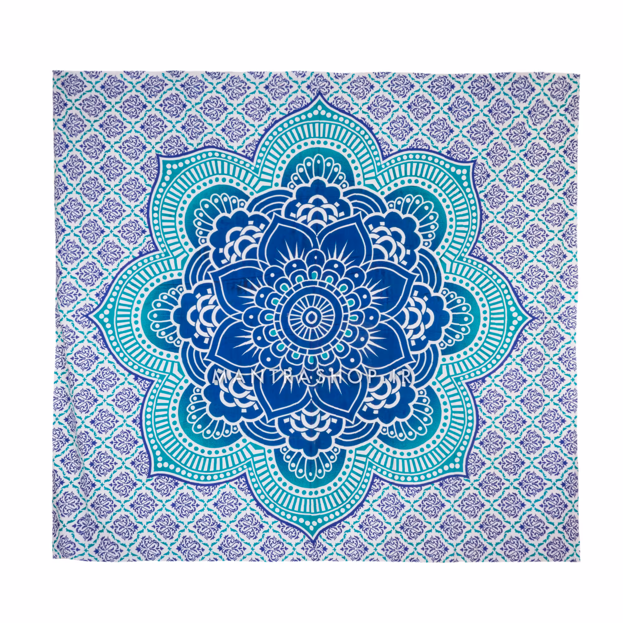 بکدراپ تپستری هندی طرح ماندالا آبی (روتختی دو نفره) کد 296