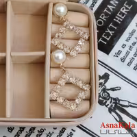 گوشواره جواهری مدل آویز نگیندار رنگ طلایی کد GSH152068W