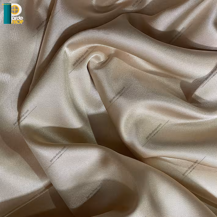 آستر پرده ساتن رنگ کرم همراه دوخت و نوار