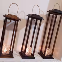 ست سه تایی فانوس (جا شمعی  یا شمعدان ) چوب روس