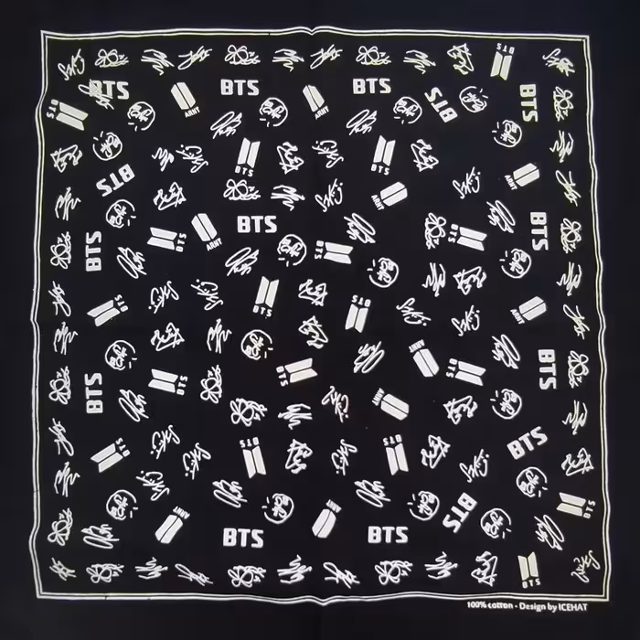 مدل جدید باندانا دخترانه پسرانه نخی طرح بی تی اس