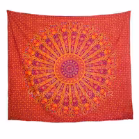 بکدراپ تپستری هندی طرح ماندالا بته جقه تمام نخ : قرمز