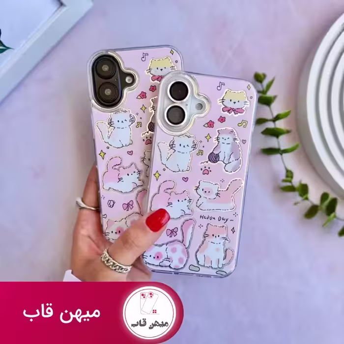 قاب گوشی آیفون گربه صورتی - کد (88739)