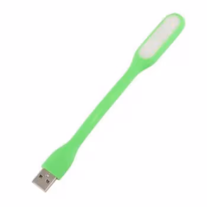 چراغ مسواکی LED  usb رنگ بدنه سبز رنگ نور مهتابی با قابلیت اتصال به لپ تاپ پاوربانک و... کم مصرف و سبک 
