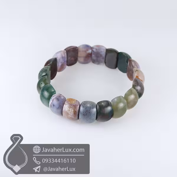 دستبند عقیق خزه ای _ کد : 400521