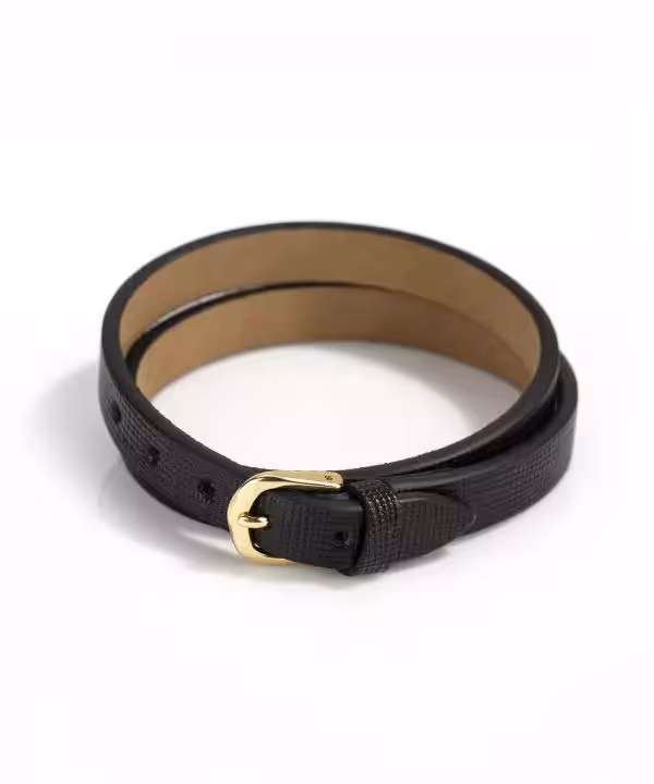 دستبند چرمی طبیعی مشکی پوست ماری