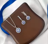 نیمست چشم نظر نقره جواهری کد 00371