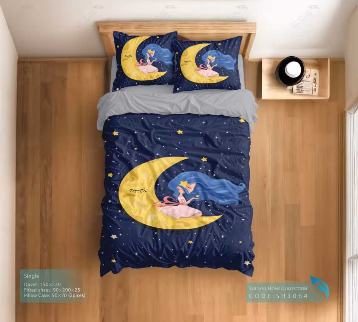روتختی و ست کامل طرح مهتاب جادویی سایز یکنفره کد SH3064