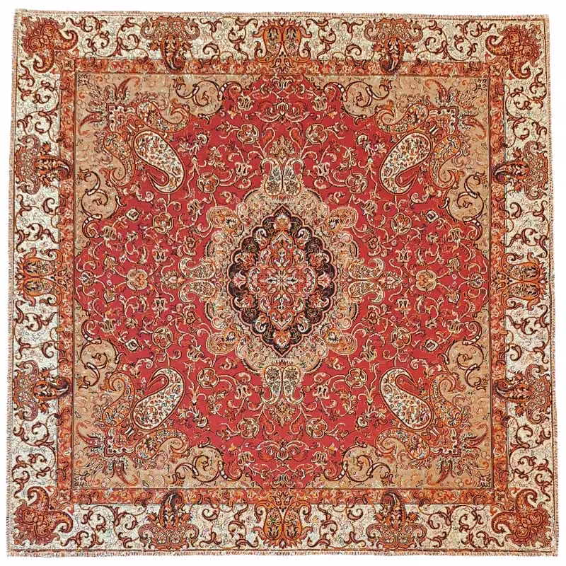 ترمه تابلوئی ابریشم کد TRTAB29 نفیس رنگ قرمز بدون آستر لایی چسب دار مخصوص قاب