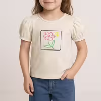تی شرت آستین کوتاه دخترانه مون‌سا مدل Flower رنگ سفید