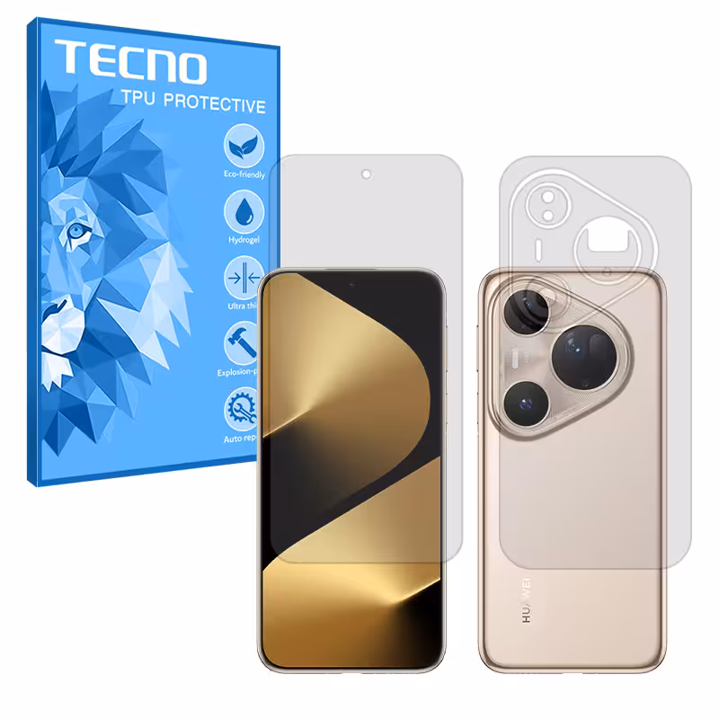 گلس صفحه نمایش و پشت گوشی هوآوی Pura 80 Ultra مدل هیدروژلی شفاف برند تکنو کد SS