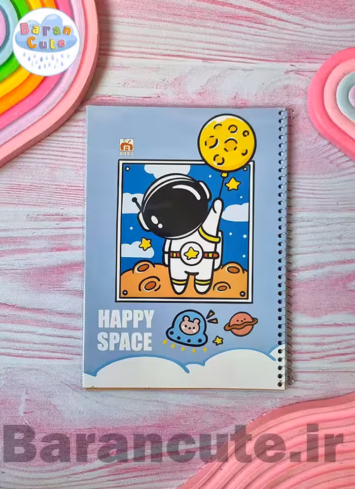 دفتر 60 برگ سیمی جلد شده حاشیه دار نهال طرح فضانورد