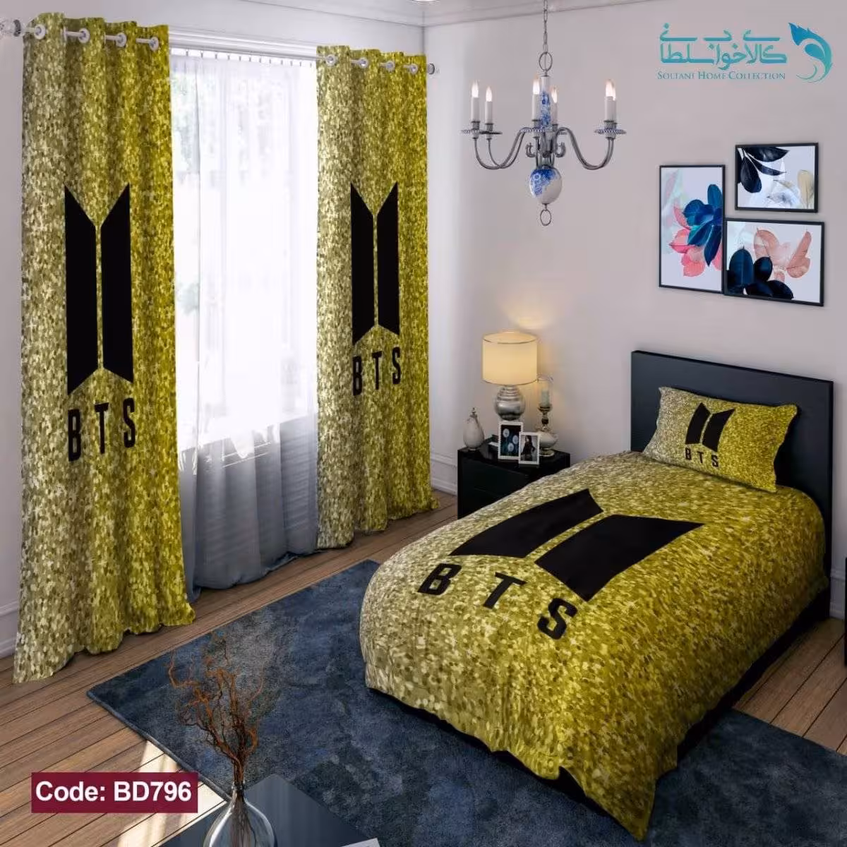 روتختی طرح BTS طلایی یکنفره کد BD796