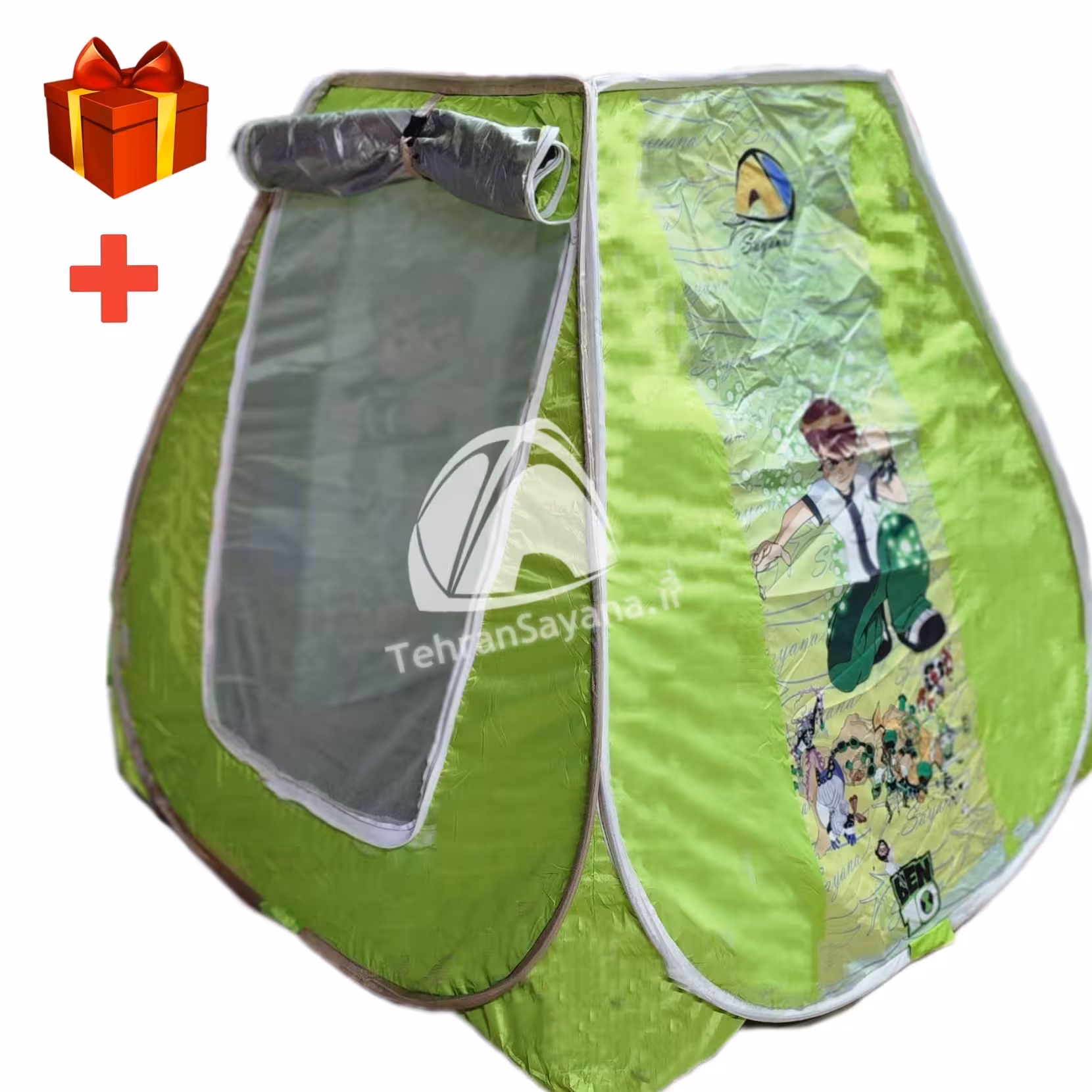 چادربازی فنری کودک و نوجوان توری دار ضد آب با طرح  انیمیشن بن تن سایز بزرگ  تهران سایانا 