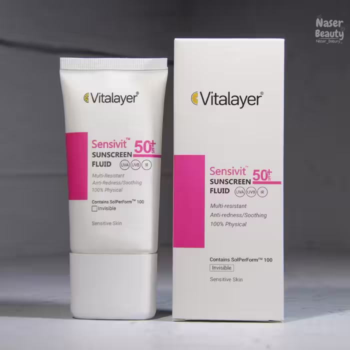 فلوئید ضد آفتاب بی رنگ ویتالیر SPF 50 مدل سنسی ویت