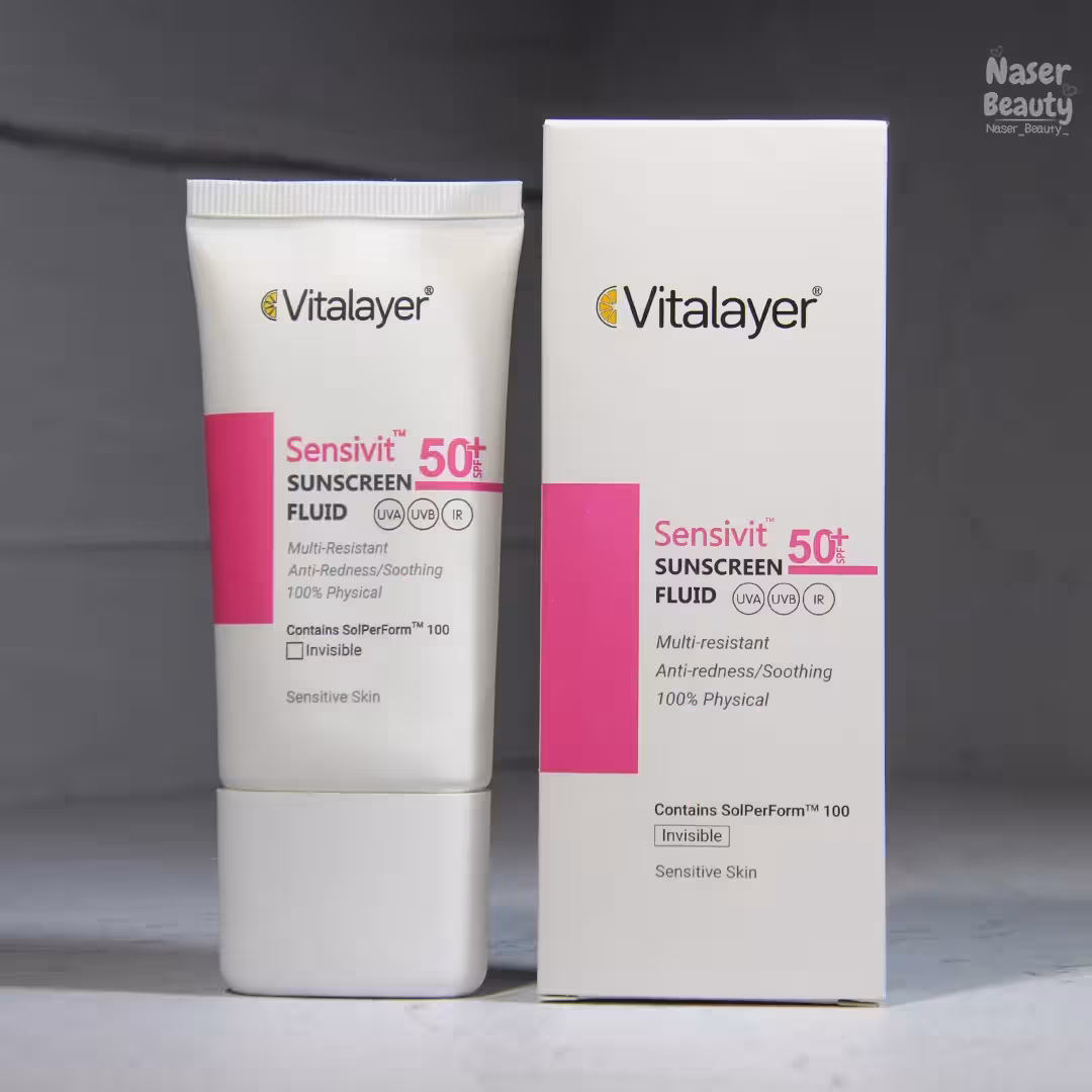 فلوئید ضد آفتاب بی رنگ ویتالیر SPF 50 مدل سنسی ویت
