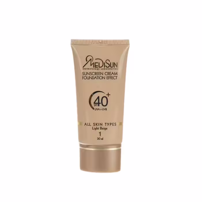 ضد آفتاب کرم پودری  SPF40 مناسب انواع پوست مدیسان بژ روشن 1