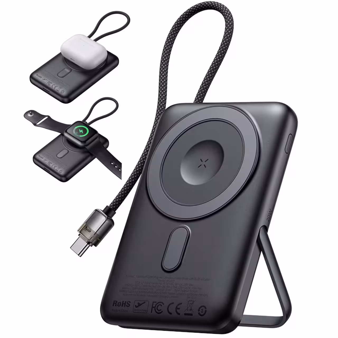 پاوربانک 10000 وایرلس 15 وات با کابل تایپ‌سی 20 وات و استند مک دودو مدل MC-6320