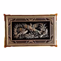 تابلو قلم زنی 50در80 اثر استاد جعفری با قاب خاتم کاری اعلا