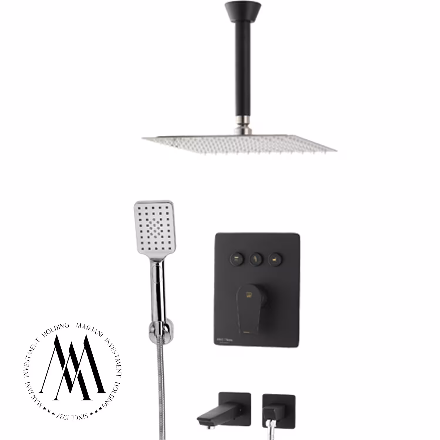 شیر حمام توکار kwc مدل ورونا تیپ 4 (مشکی)