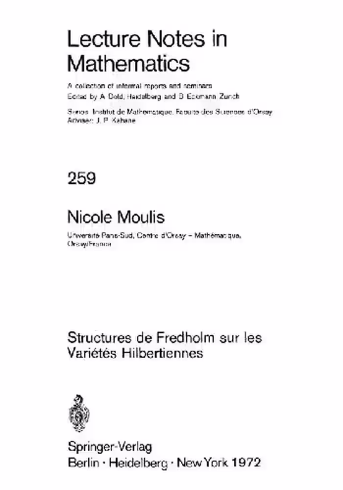 خرید و دانلود نسخه کامل کتاب Structures de Fredholm sur les Varietes Hilbertiennes