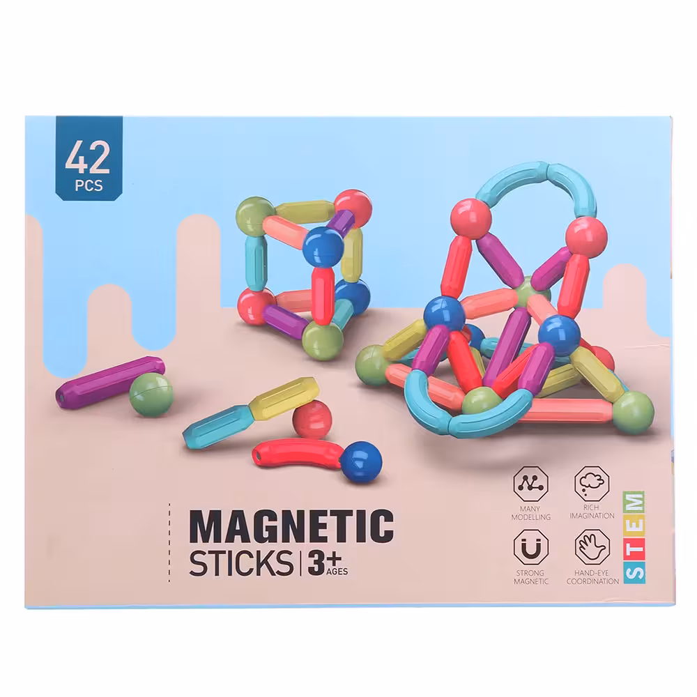 اسباب بازی مگنت میله و مهره مغناطیسی 42 قطعه مدل Magnetic Sticks