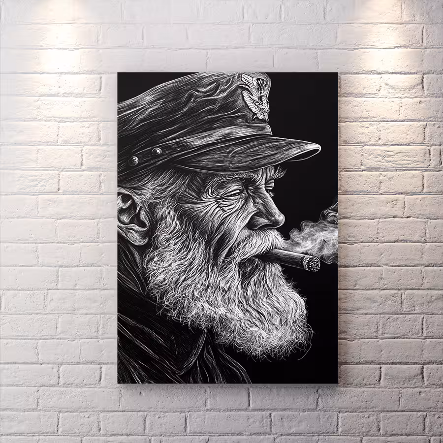 تابلو شاسی طرح هنری پیر مرد کافی شاپ HQCs-2558