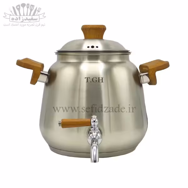 کتری شیردار کف چدن قیطاسی پاسارگاد 5.5 لیتری دسته طرح چوب 6004