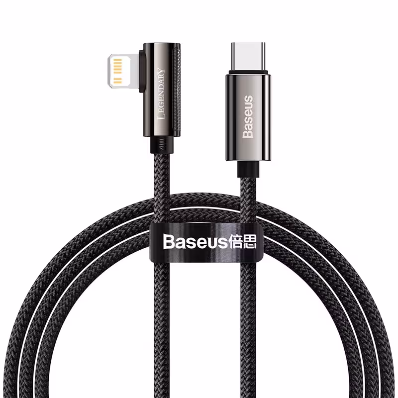 کابل تبدیل USB-C به لایتنینگ باسئوس مدل Legend Series Elbow Fast Charging 20W طول 2 متر