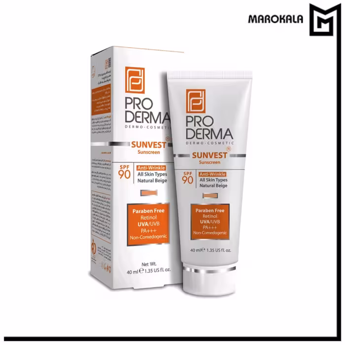کرم ضدآفتاب ضدچروک SPF90% رنگی پرودرما مدل انواع پوست حجم 40 میلی لیتر(قیمت عمده با افزایش تعداد خرید کالا)