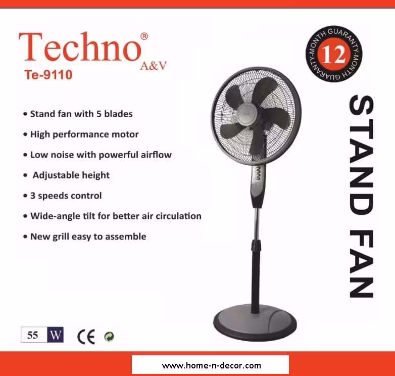 پنکه ایستاده پنج پره تکنو Te-9110