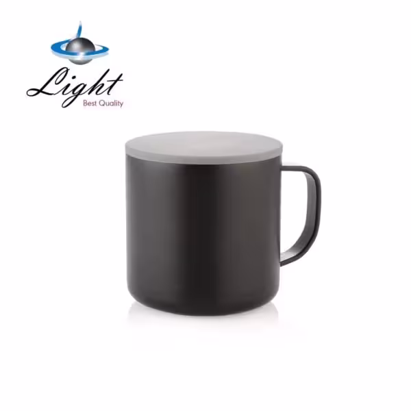 لیوان دوجداره دربدار استیل مشکی