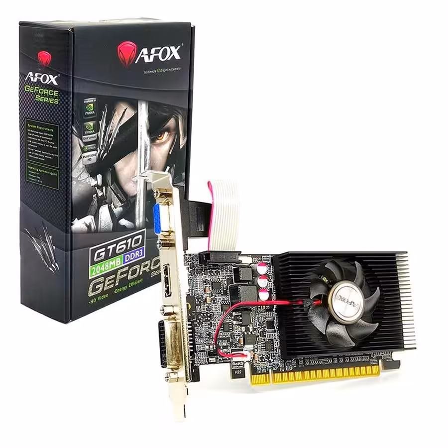 کارت گرافیک ای فاکس مدل GT610 DDR3 2GB حافظه 2 گیگابایت فن کوچک