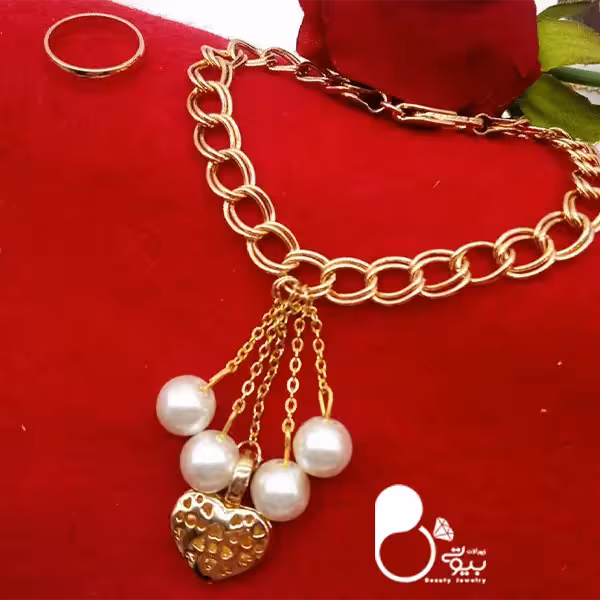 دستبند شرشره مروارید قلب