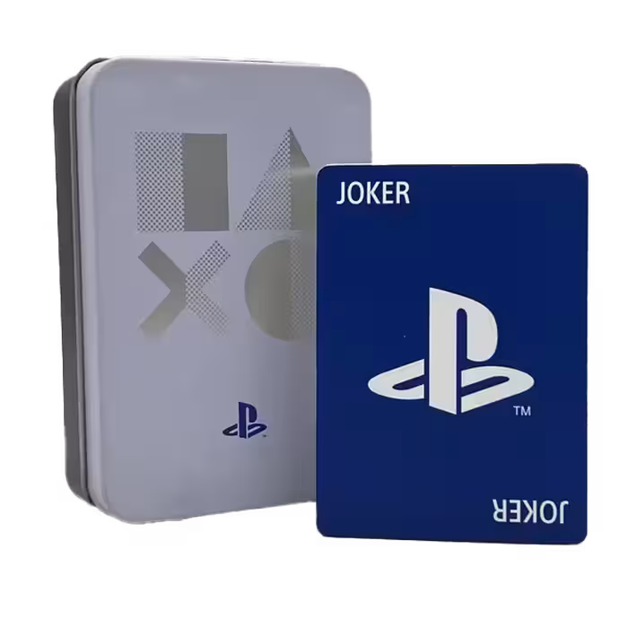 کارت بازی به همراه جعبه فلزی طرح پلی استیشن