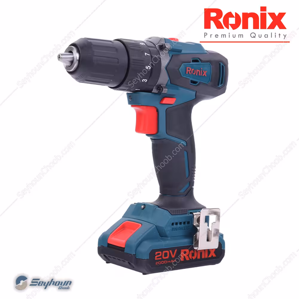 دریل پیچ گوشتی شارژی براش لس 20 ولت لیتیومی رونیکس مدل Ronix 8900