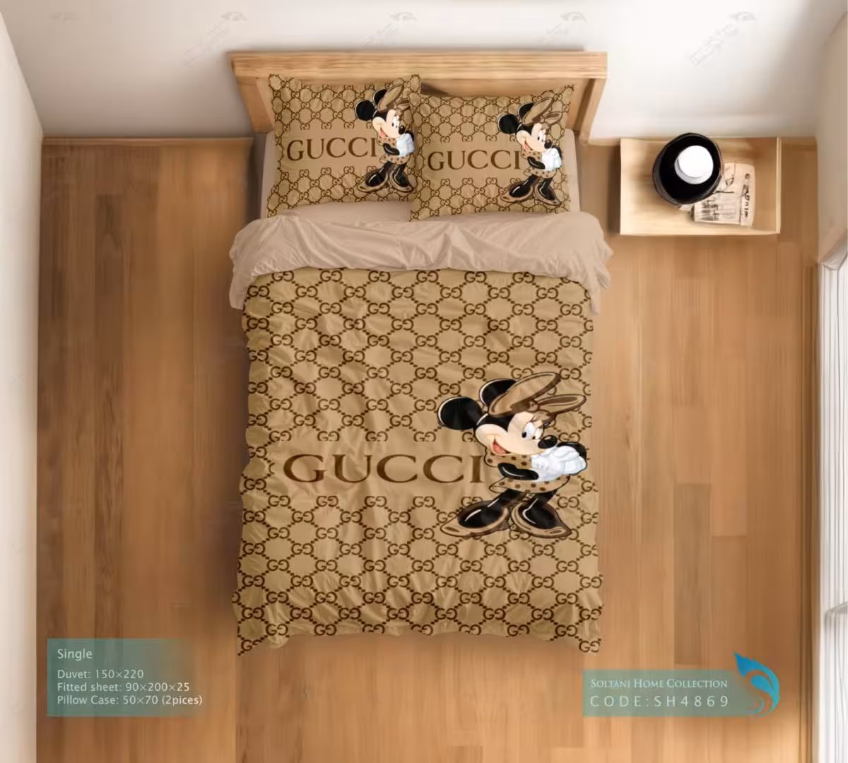 روتختی و ست کامل طرح مینی گوچی سایز یکنفره کد SH4869